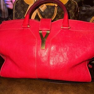 Yves Saint Laurent Red Leather Tote Bag